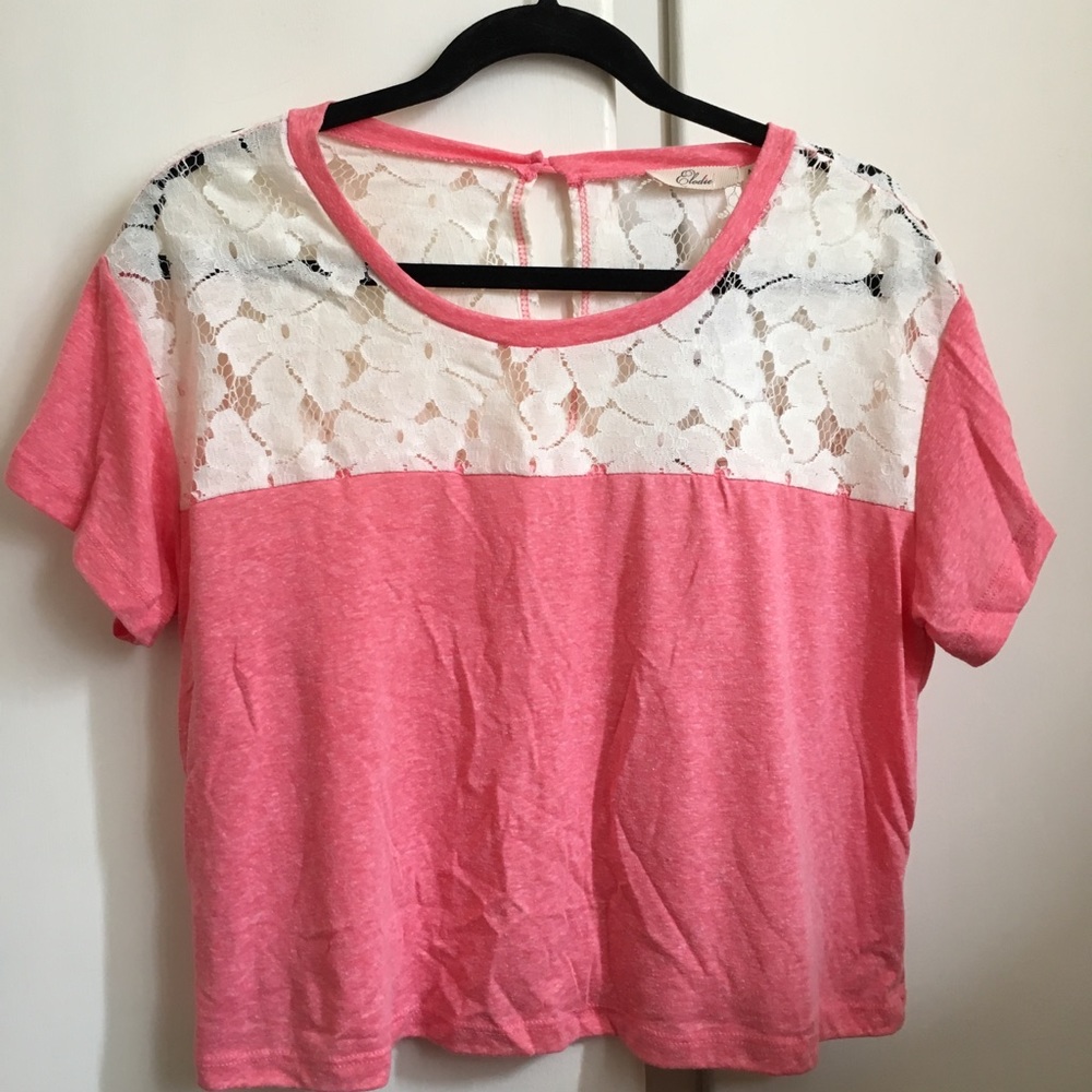 Elodie Lace Pink Crop Top  Medium